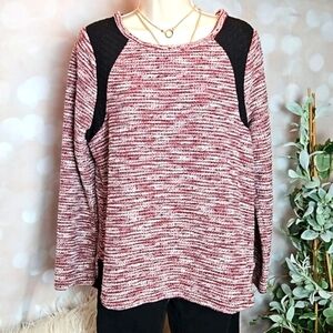 Sanctuary | Maroon and Black Boucle Knit Top